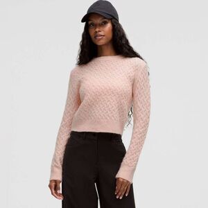NWT Lululemon Pink Alpaca Wool-Blend Crosshatch Sweater Pink Mist